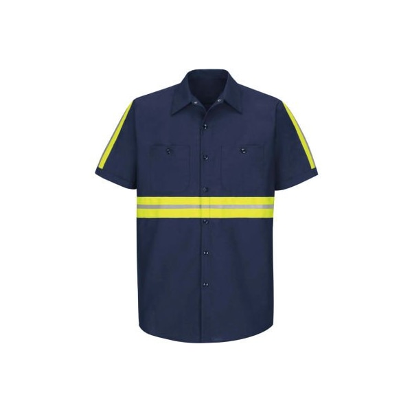 Vf Imagewear Red Kap Enhanced Visibility Industrial Short Sleeve Work Shirt, Navy, Poly/Cotton, Regular L SP24ENSSL - main